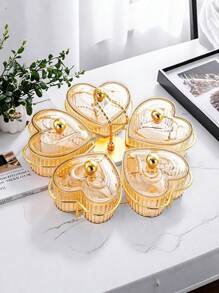 1 set de plateau à compartiments en forme de cœur, plateau à café pour salon, assiette à fruits secs, assiette à desserts, assiette en forme de pastèque, bol à bonbons moderne en forme de tournesol, plateau à graines de tournesol, boîte de rangement pour fruits secs