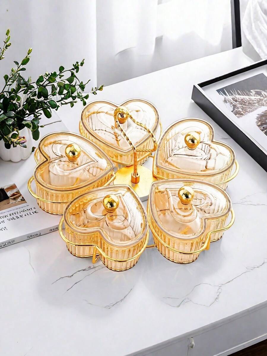 1 set de plateau à compartiments en forme de cœur, plateau à café pour salon, assiette à fruits secs, assiette à desserts, assiette en forme de pastèque, bol à bonbons moderne en forme de tournesol, plateau à graines de tournesol, boîte de rangement pour fruits secs