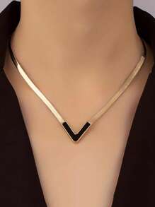 CVNANA 1 Stück stilvoller personalisierter V-förmiger Anhänger Halskette aus Edelstahl - eleganter, simpler Stil, Valentinstag Geschenk mit Alltagsschmuck und Party-Schmuck, ganzjährig raffinierte Metallhalskette für lässige Outfits, formeller Damenschmuck-Accessoire, raffinierter Stil