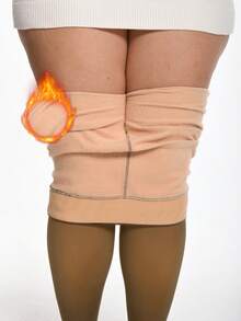 Thick Warm Pantyhose, Stylish Fake Skin Fleece Leggings, High Waisted Design, Women's Pantyhose And Stockings Winter - 咖透膚 - 查看 2