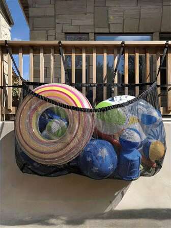 [Torba ze ściągaczem] 1 szt. Wisząca siatkowa torba do organizera basenu, duża pojemność torby do przechowywania, siatkowa torba do przechowywania, dmuchane zabawki do pływania, przechowywanie i organizacja kółek do pływania, akcesoria do basenów