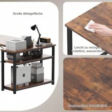 GUNJI 110cm Gaming Table With Storage Compartments, Reversible PC Corner Table, Computer Table, Corner Gaming Table For Study - 鏽棕色 - 查看 5