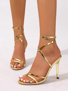 2025 Latest Fashion, Sexy Non-Slip Bottom. Electroplated Thin Heel, Nightclub Style Beach Buckle Party Women High Heel Sandals