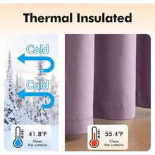 2 Panels Blackout Curtains Solid Soft Grommet Mustard Yellow Thermal Insulated Soundproof Room Darkening Curtains/Drapes/Panels Fall Living Room Bedroom 52 X 90 Inch - 薰衣草 - 查看 5