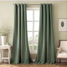 2 Panels Blackout Curtains Solid Soft Grommet Mustard Yellow Thermal Insulated Soundproof Room Darkening Curtains/Drapes/Panels Fall Living Room Bedroom 52 X 90 Inch - 鼠尾草綠 - 查看 1
