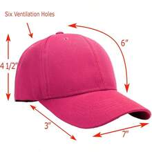 Bulk Lot 12-Pack Adjustable Size Plain Blank Solid Color Baseball Caps - Hot Pink - View 2