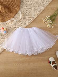 Young Girl Ballet Tutu Skirt, Children's Ballet Dance Skirt With Crinoline - White - View 3