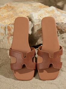 2025年夏季宽版棕色舒适高端休闲女士凉鞋 - 棕色 - 查看 5