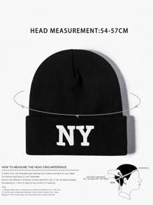 1 Peça Gorro de Malha Bordado NY, Boné Casual Ajustável com Proteção Solar para Outdoor, Adequado para Meninos e Meninas, Primavera/Outono, Viagem, Praia, Férias