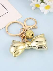 1pc Unisex Korean Style Oversized Bow Knot Keychain With Golden Bell Charm Earphone Holder Bag Accessory Girlfriend/Boyfriend Gift Keychain For Bag Car Accessories For Women