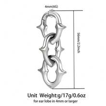 1 件不锈钢 4 毫米新款链式耳坠挂钩耳塞扩张器穿孔耳环女士男士时尚珠宝礼物