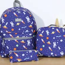 3 Pcs Kids Backpack Set - Lightweight Backpack In Fun Prints For School, Travel & Daycare, Ideal For Ages 6+, Roomy Interior, Durable & Water-Resistant Fabric & Loop For Lunch Bag - 太空 - 查看 9