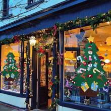 DIY Felt Christmas Tree Set With Ornaments For Xmas Gifts, New Year Door Wall Hanging Decorations