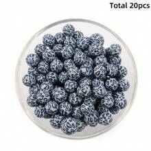 20pcs 12/15mm Leopard & Cow Print Silicone Beads, DIY Necklace Bracelet Jewelry Making Keychain Decoration Beads Set