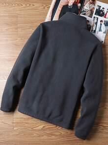 Men's Cardigan Coat Polar Fleece Stand Collar Jacket Fit Warm Top,Men's Stand Collar Fleece Jacket, Two-Sided Plush Lining, Casual Business Warm Thick Couple Coat Outerwear, Autumn/Winter