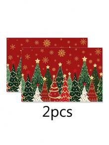 1/2/4/600Pcs Christmas Eucalyptus Theme Placemats, Polyester Placemats, Christmas Eucalyptus Theme Design Style Placemats, Suitable For Christmas Tabletop Decoration, Christmas Party Gathering Home Decor. 30x45cm. - Multicolor - View 15