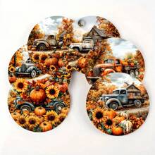 1 Set/4 Stück/6 Stück/300 Stück Herbst Kürbis Truck Muster Diatom Schlamm Untersetzer, Kaffee Untersetzer, Mehrzweck Dekorationen für Zuhause und Restaurant, Alltagsgeschenke, Tischdekoration, Alltagsdekoration, Themenparty Dekoration