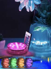Set de 4 piezas/2 piezas/1 pieza. Juego de luces LED multicolor subacuáticas para verano, equipado con control remoto, incluye luces RGB multicolor, funciona con batería, apto para decoraciones de fiestas interiores y exteriores, bases de jarrones, spas, acuarios, estanques, jacuzzis, adornos, decoraciones de festivales, control de botón. Utiliza fuente de luz LED.