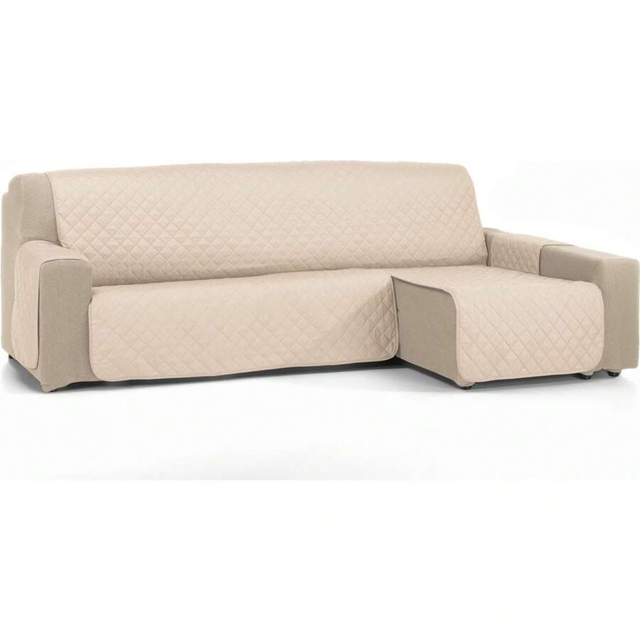 Ecommerc3 Sofa Cover For 1 To 4 Seater Sofas - Elastic And Non-Slip - Reversible, Padded And Extra Soft Sofa Cover - Perfect Fit And Breathable - 100% Made In Spain - Beige - View 1