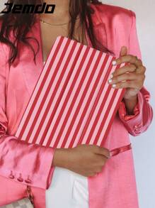 Minimalist Pink Striped Pattern Tablet Protective Case, Compatible With IPad 10.2", IPad Pro 2021/2020, IPad 9th/10th Gen, Galaxy Tab A8 10.5" 2022, Matepad 10.4/Tab, Anti-Drop, With Pencil Slot, Support Sleep/Wake