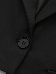 Áo khoác vest không tay cổ bẻ màu trơn dành cho nữ, kiểu dáng thường ngày, màu đen, thích hợp cho mùa xuân. - màu đen - Xem 4