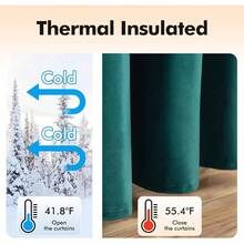 2 Panels Blackout Curtains Solid Soft Grommet Mustard Yellow Thermal Insulated Soundproof Room Darkening Curtains/Drapes/Panels Fall Living Room Bedroom 52 X 90 Inch - 深綠色 - 查看 6