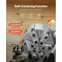 6-Jaw Lathe Chuck, 6 Inch (160 Mm), Self-Centering Chuck With D1-4 Cam Lock Backing Plate, 0.12-5.71 In (3-145 Mm) Clamping Range With T-Wrench Screws, HT300 Material, For Wood Metal Lathe - 銀色 - 查看 3