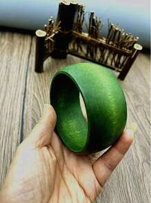 Vintage Bohemian Style Wooden Bangle Bracelet - Coffee - View 7