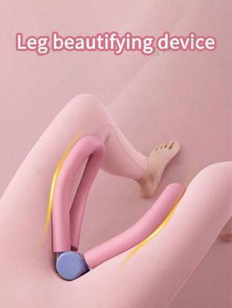 1pc Pink Foam Leg Toner - Heart-Shaped Yoga & Fitness Device For Thigh, Hip, And Calf Sculpting | Soft Grip Handle With Blue Ball For Enhanced Workout Experience, Workout Accessories