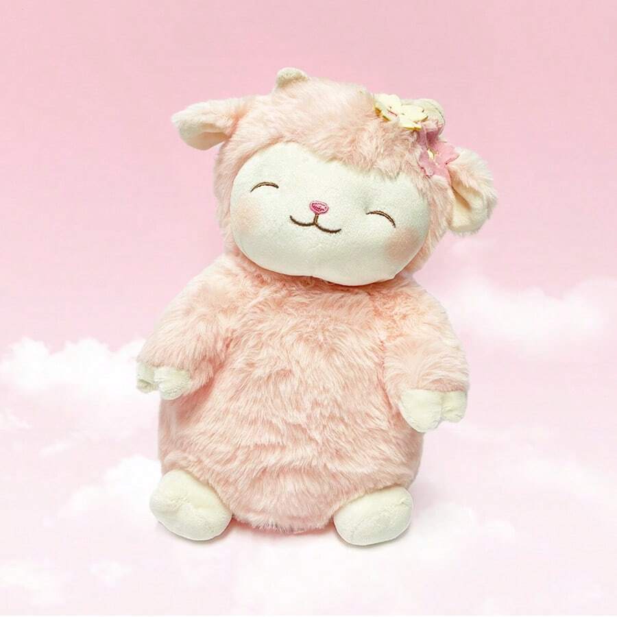 MINISO 羊羊暖心系列 - 站立櫻花羊絨毛娃娃,柔軟如雲,暖白色,附舒適濾網,閉眼微笑,超級可愛。(1件) - 粉色 - 查看 1