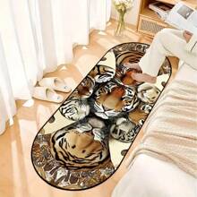 1 件椭圆形丛林虎印花地毯，适用于装饰地毯、卧室装饰、小地毯、地毯、家居装饰、客厅地毯、客厅小地毯、卧室地毯、客厅家居装饰、户外地毯、可洗地毯、羊毛地毯、毛绒地毯、秋冬地毯、厚实/毛绒 - 彩色 - 查看 4