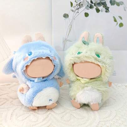 可爱的3D鲨鱼和恐龙服装，专为15-17厘米的毛绒娃娃设计。蓝色鲨鱼套装和绿色恐龙套装，适用于第一代/第二代盲盒娃娃。这些可爱又有趣的配件是生日、周年纪念日或节日庆典的完美礼物。