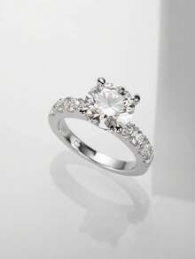 1 件 3.5 克拉莫桑石中心石结婚戒指，采用 S925 纯银制成，是送给未婚妻、婚礼、周年纪念的完美礼物