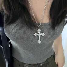 Collar con colgante de Jesús en cruz de estilo vintage para mujer, cadena retro punk gótica para la clavícula, joyería estética para fiestas y regalos