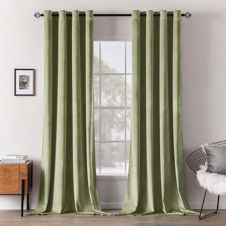 2 Panels Blackout Curtains Solid Soft Grommet Mustard Yellow Thermal Insulated Soundproof Room Darkening Curtains/Drapes/Panels Fall Living Room Bedroom 52 X 90 Inch - 聖人 - 查看 1