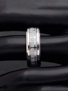 1Pc Men's Fashionable Titanium Steel Cross Ring - Silver - View 2