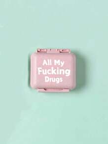 6-Compartment Portable Mini Pill Box, Pink Small Medicine Box Printed With "Medicine" Letter, Can Store 6-Day Medication, Travel Pill Case, 6-Grid Compact Pill Organizer, Daily Vitamin Box, Pocket/Wallet Sized, Letter ID Hanging Storage Box For Earrings, Rings, Jewelry, Household & Travel Essential - Pink - View 15