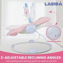 Portable Automatic Baby Rocking Chair With Music & Vibration, Removable Bar, Adjustable Recline, For Babies 0–6 Months, Max 9kg - Pink - View 5