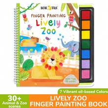 beartale 适合女孩和男孩的 7 色手指画书、适合儿童的动物园主题手指画艺术套装、手指画手绘、适合幼儿的农场动物和生活学习、早期教育忙碌书、感官和匹配活动书、儿童 DIY 创意、儿童 DIY 玩具、儿童 DIY 礼物、儿童 DIY 项目、学校、学生、夏季、返校礼物 - 彩色 - 查看 2