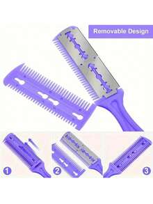 Double-Sided Trimming Comb, Professional Trimmer Razor Double-Blade Scissors Hair Thinning Comb Fine Hairstyle Cutting Tool Blade Haircutting Comb Tool Double-Edge Razor - Multifunctional Hair Clipper, Suitable For All Hair Types, Can Trim, Thin And Cut Bangs, Perfect For Beauty Grooming And Gift-Giving, Hair Styling Set, Hair Styling Tools, Hair Accessories, Hair Styling Tools,Travel,Birthday - Multicolor - View 5