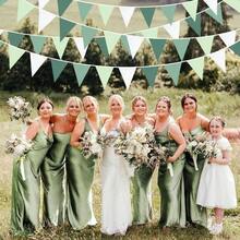 32Ft Sage Green Party Decorations Avocado Green Triane Flag Fabric Banner Pennant Bunting Garland Streamers For Birthday Wedding Baby Shower June  Summer Golf Christmas Outdoor Party Decor-0162 - 鼠尾草綠 - 查看 5