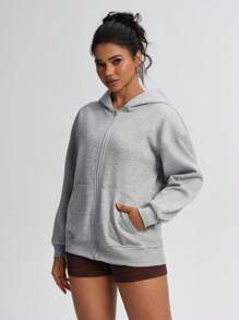 TCVC 女士休闲拉链连帽衫，舒适针织面料，宽松长袖，适合室内/室外瑜伽和休闲活动，秋冬季