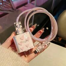 Vỏ bảo vệ cáp dữ liệu Apple 14 15promax Dây quấn I Phone 13 Vỏ đầu sạc phù hợp cho 11/12 Nan Bảo vệ cáp Phụ kiện sạc Phụ kiện điện thoại - Hồng - Xem 1