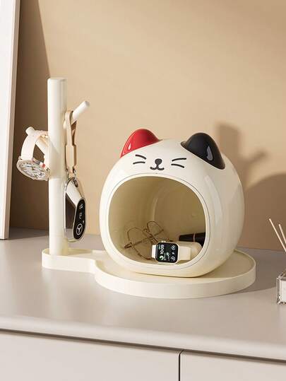 1个优质猫咪造型收纳架，可用作钥匙架、客厅边桌、鞋柜装饰、收纳盒、浴室香水护肤品收纳架