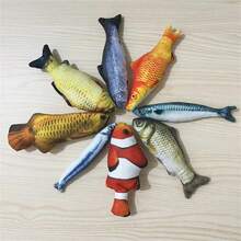 28cm逼真毛绒鱼玩偶（非电动）宠物抱枕仿真逗鱼毛绒玩偶逗猫毛绒鱼玩偶金鱼鲫鱼鲤鱼小丑鱼柔软填充动物鲤鱼毛绒抱枕玩偶创意睡垫（手工测量尺寸，可能有轻微偏差） - 彩色 - 查看 9