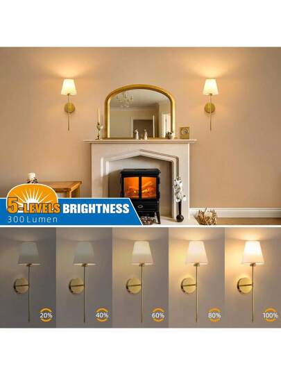 Upgraded No Drill Moderne LED Wand Sconce RGB Rechargeable Bulb Remote Dimming Black/Gold Options Easy Installation Living Room, Bedroom, Study, Dining Room view 5