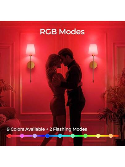 Upgraded No Drill Moderne LED Wand Sconce RGB Rechargeable Bulb Remote Dimming Black/Gold Options Easy Installation Living Room, Bedroom, Study, Dining Room view 8