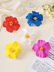5 buc agrafe de păr cu flori de hibiscus tropicale - agrafe de păr 3D realiste cu flori de hibiscus, accesorii de păr pentru femei, potrivite pentru vacanță la plajă, fotografie, accesoriu de păr pentru domnișoare de onoare, agrafe cu gheare, gheare de păr, agrafă de păr, agrafe de păr