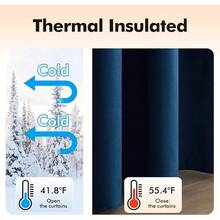 2 Panels Blackout Curtains Solid Soft Grommet Mustard Yellow Thermal Insulated Soundproof Room Darkening Curtains/Drapes/Panels Fall Living Room Bedroom 52 X 90 Inch - Navy Blue - 查看 6