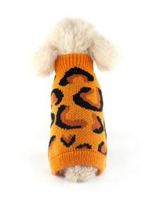 Winter New Leopard & Zebra Print Pet Sweater, Knitted Outfit For Small/Medium Dogs & Cats